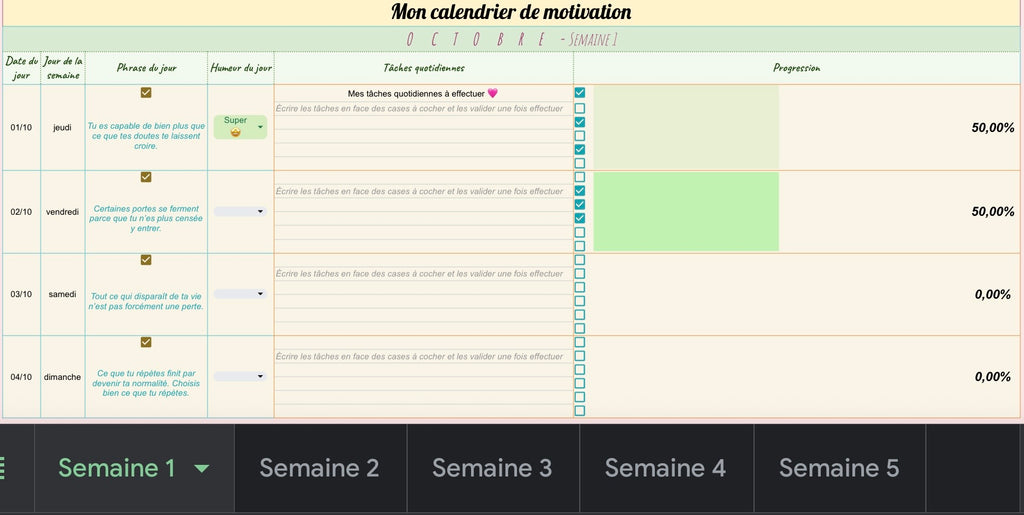 Mon calendrier de motivation — Octobre 2026