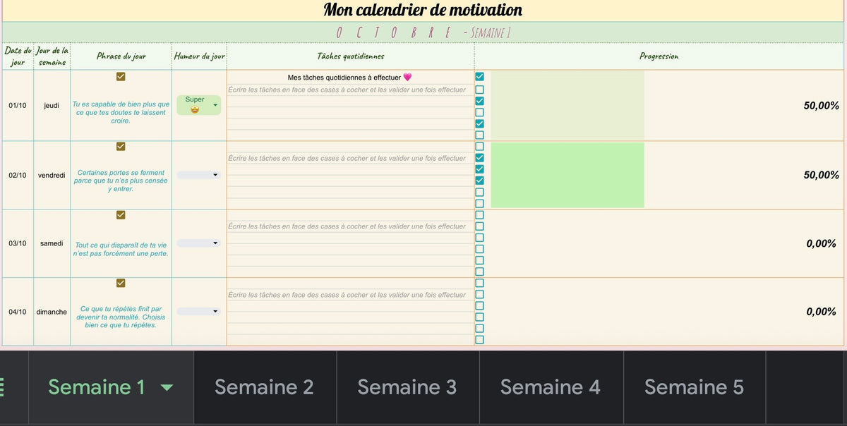 Mon calendrier de motivation — Octobre 2026