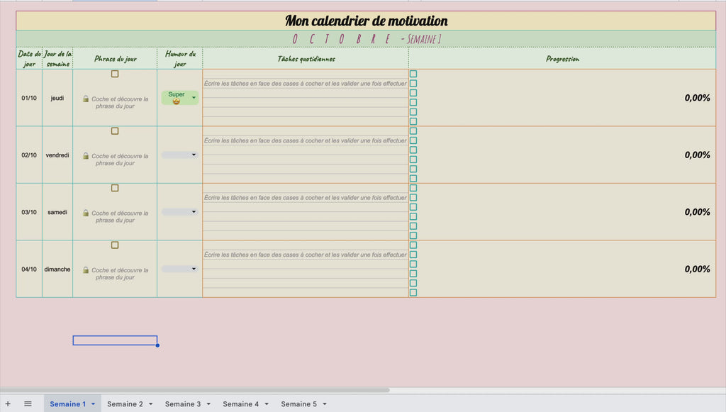 Mon calendrier de motivation — Octobre 2026